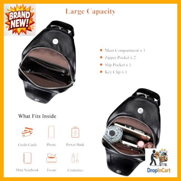 Genuine Leather Convertible Sling Backpack Crossbody Purse Daypack Adjustable main image 6